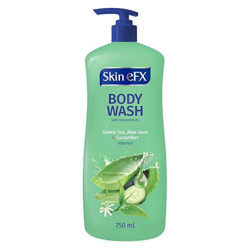 Body Wash with Real Extracts – Green Tea, Aloe Vera & Cucumber Infusion 750ml